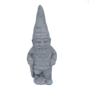 Cast Stone Hiking Gnome Garden Statue Antique Gray GNGH AG