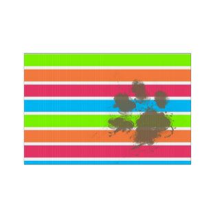 Funny Paw Print on Neon Stripes Yard Signs