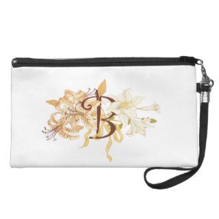 Monogram Bag Letter B with Lilies Wristlet Purses