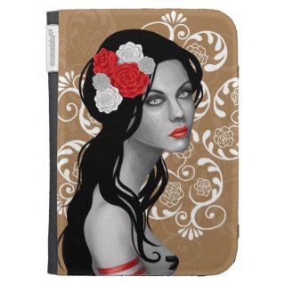 Goth Girl with Flowers in her Hair Case For The Kindle