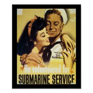 Vintage Submarine Service Poster