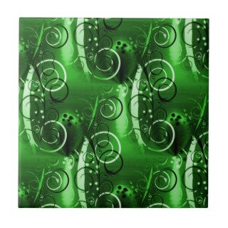 Abstract Floral Swirl Vines Green Girly Gifts Tiles
