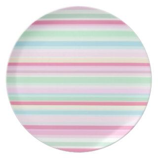 Pastel Stripes Pattern Melamine Plate