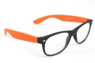 Rubber Coated Neon Fashion Designer Inspired Retro Clear Lens Glasses Orange Clothing