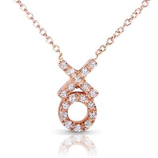 Annello 14k Rose Gold Reversible "XO" Black or White Diamond Necklace Annello Diamond Necklaces