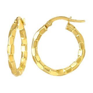 14k Yellow Gold Design Hoop Earrings Jewelry