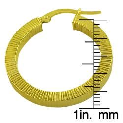 Fremada 14k Yellow Gold 27 mm Textured Flat Hoop Earrings Fremada Gold Earrings