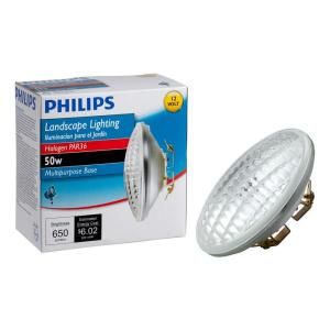 Philips 50 Watt Halogen PAR36 12 Volt Landscape Lighting Multi Purpose Base Flood Light Bulb 415240