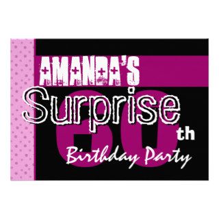 60th Surprise Birthday Party Pink Pattern Template Cards