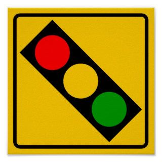 Traffic Light Ahead Highway Sign Print