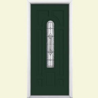 Masonite Providence Center Arch Painted Smooth Fiberglass Entry Door with Brickmold 39325