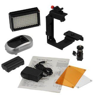 Fotodiox Pro LED 98A w/ Video Lighting Bracket, Photo / Video Dimmable LED Light Kit, 1x Sony type Battery, Color Temperature 5600K, + Tungsten Gel, and Lighting Bracket, Fits Sony Camcorder, video camera HDR XR160, PJ10, CX560V, CX110, CX130, CX160, DCR S