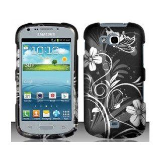 Samsung Galaxy Axiom R830 (US Cellular) White Flowers Design Snap On Hard Case Protector Cover + Car Charger + Free Neck Strap + Free Animal Rubber Band Bracelet Cell Phones & Accessories