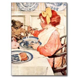 Isn't this porridge delicious, Teddy? Postcards