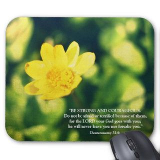 Deuteronomy 316 Bible Verse Yellow Flower Mousepad