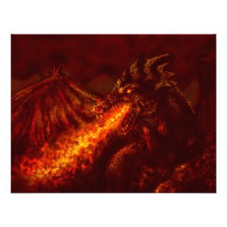 Fantasy Great Red Dragon Breathing Fire Invitation