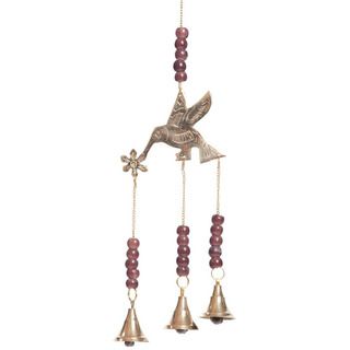 Brass Bell Hummingbird Wind Chime (India) Garden Accents