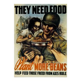 They Need Food   Vintage World War 2 Print