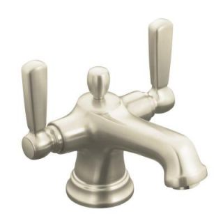 KOHLER Bancroft 4 in. 2 Handle Low Arc Bathroom Faucet in Vibrant Brushed Nickel K 10579 4 BN
