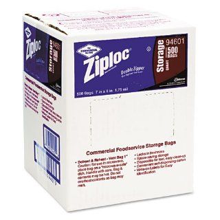 Double Zipper Storage Bags, Plastic, 1qt, Clear, Write On ID Panel, 500/Box 