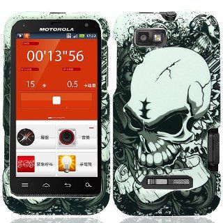 Black White Skull Hard Cover Case for Motorola Defy XT XT556 XT557 XT557D Cell Phones & Accessories
