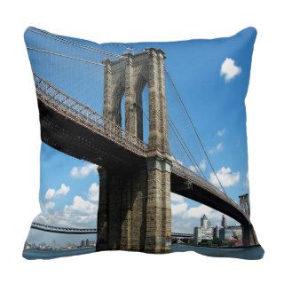 Brooklyn Bridge Manhattan island New York Throw Pillows
