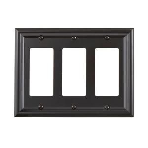Amerelle Continental 3 Decorator Wall Plate   Oil Rubbed Bronze 94RRRORB