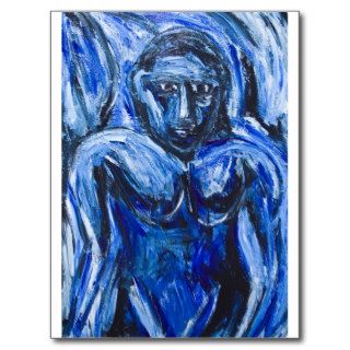 Blue Barbarous Woman(expressionism portrait) Postcards