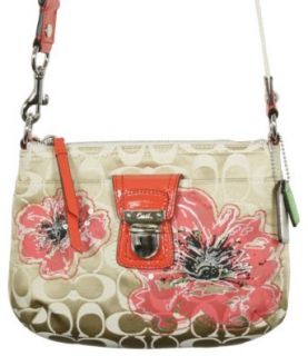Coach Limited Edition Placed Flower Swingpack Crossbody Messenger Bag 47075 Khaki Coral Shoes