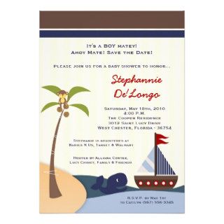 5x7 Ahoy Mate Sailboat Whal Baby Shower Invitation