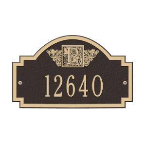 Whitehall Products Square Bronze/Gold Monogram Petite Wall One Line Address Plaque 5007OG