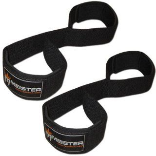 Meister FIGURE 8's Weight Lifting Straps   Neoprene Padded (PAIR)   Black  Exercise Straps  Sports & Outdoors
