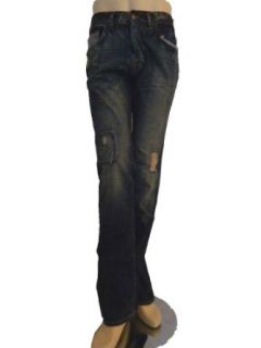 Men's 575 Denim Jeans Indigo Patchwork Boot Cut Loose Fit   32x34 at  Mens Clothing store