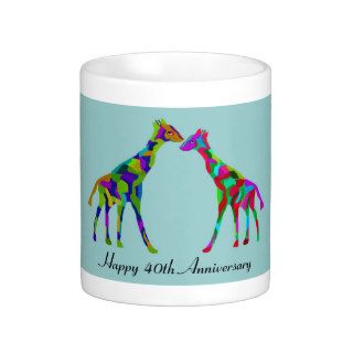Giraffe Luv 40th Anniversary Mugs