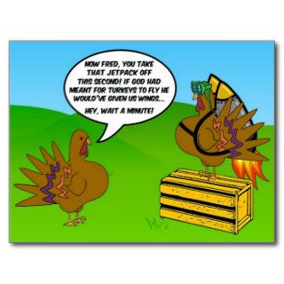 Turkey with Jetpack   Funny Thanksgiving Postcard