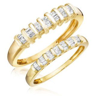 1/2 Carat T.W. Diamond His And Hers Wedding Band Set 14K Yellow Gold Jewelry