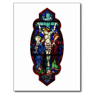 Crucifixion of Jesus Christ Stained Glass Art Post Cards