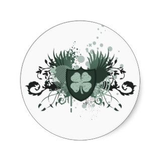 four leaf clover  hi fi  round sticker