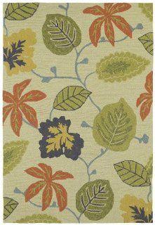 5'9" x 5'9" Square Kaleen Area Rug 2101 42 59 SQ Sand/Olive Color Handmade in China "Habitat Collection" Indoor/Outdoor Floral Pattern  