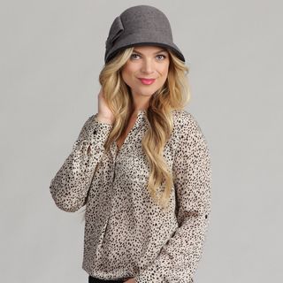 Calvin Klein Women's Grey Wool Bow Cloche Hat Calvin Klein Women's Hats