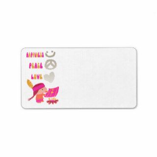 cute cartoon message of love peace happiness personalized address label