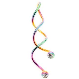Rainbow Metallic Titanium Spiral Belly Ring FreshTrends Jewelry