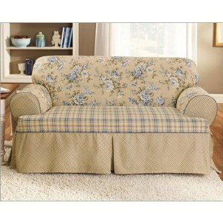 Sure Fit Lexington T Cushion Loveseat Slipcover, Blue   Couch Slipcovers Blue