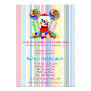 Candyland Candy Theme Sweet 16 Birthday  Invite