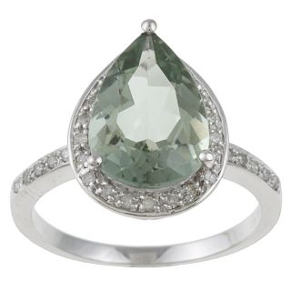 Viducci 10k Gold Green Amethyst and 1/5ct TDW Diamond Ring (G H, I1 I2) Viducci Gemstone Rings
