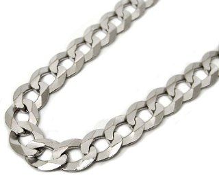 Mens 10k White Gold Curb Cuban Link Chain Necklace 32 Inch Jewelry