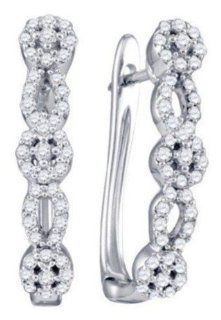0.5 cttw 10k White Gold Diamond Bridal Flower Hoop Earrings (Real Diamonds 1/2 cttw) Jewelry