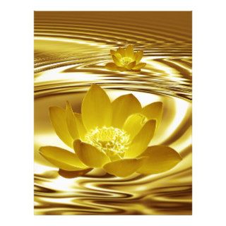 Golden lotus flower letterhead template