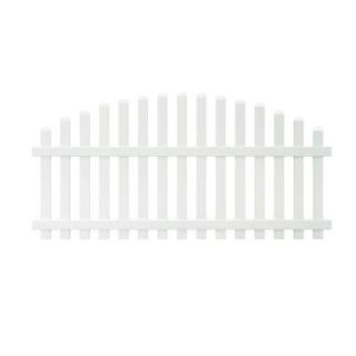 4 ft. x 8 ft. Vinyl Glendale Arched Top Spaced Picket Fence Panel with 3 in. Dog Ear Pickets   Unassembled 153151