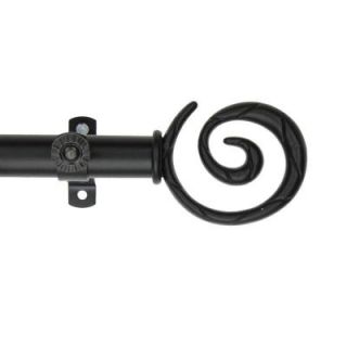Rod Desyne 120   170 in. Black Telescoping Curtain Rod Kit with Spiral Finial 4827 992